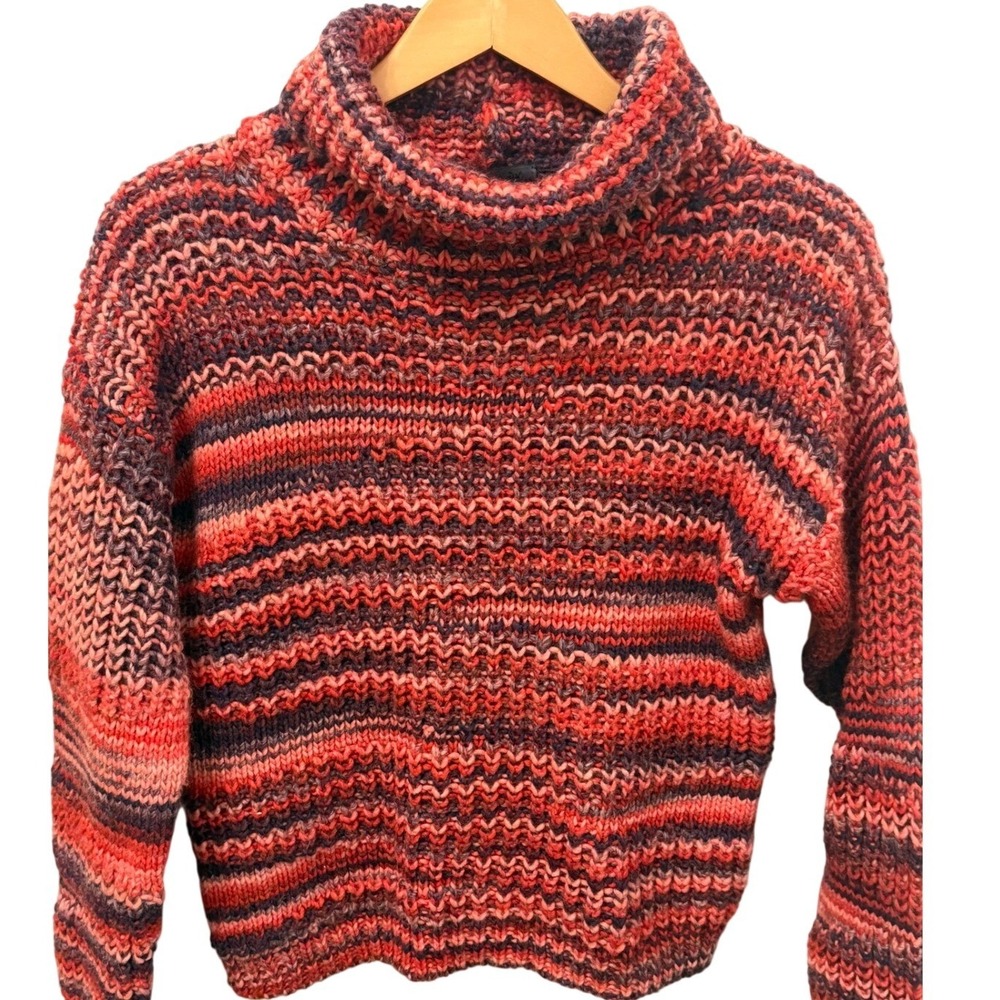 Elsamanda Italy Chunky Knit Cowl Neck Sweater Women's M Space Dye Wool Blend